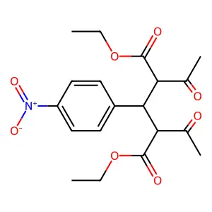 Diethyl 2,4-diacetyl-3-(4-nitrophenyl)pentanedioate structure