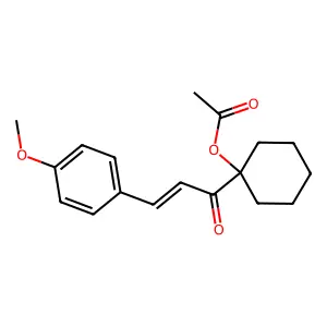 (E)-1-(3-(4-methoxyphenyl)acryloyl)cyclohexyl acetate structure