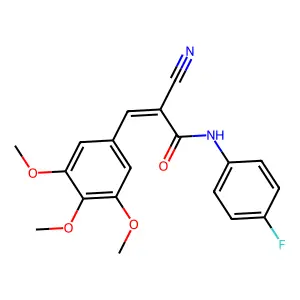 (2E)-2-cyano-N-(4-fluorophenyl)-3-(3,4,5-trimethoxyphenyl)prop-2-enamide structure