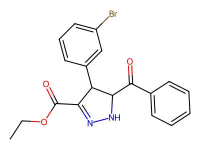 ethyl 5-benzoyl-4-(3-bromophenyl)-4,5-dihydro-1H-pyrazole-3-carboxylate structure