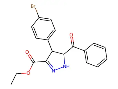 ethyl 5-benzoyl-4-(4-bromophenyl)-4,5-dihydro-1H-pyrazole-3-carboxylate structure