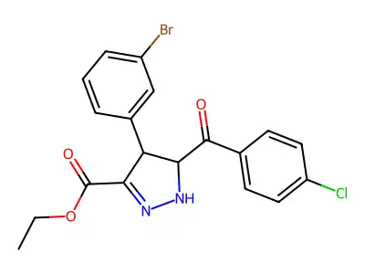 ethyl 4-(3-bromophenyl)-5-(4-chlorobenzoyl)-4,5-dihydro-1H-pyrazole-3-carboxylate structure
