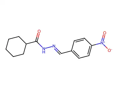 N-[(4-nitrophenyl)methylideneamino]cyclohexanecarboxamide structure