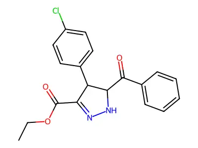ethyl 5-benzoyl-4-(4-chlorophenyl)-4,5-dihydro-1H-pyrazole-3-carboxylate structure