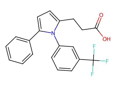 3-{5-phenyl-1-[3-(trifluoromethyl)phenyl]-1H-pyrrol-2-yl}propanoic acid structure