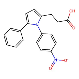 3-[1-(4-nitrophenyl)-5-phenyl-1H-pyrrol-2-yl]propanoic acid structure