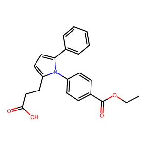 3-{1-[4-(ethoxycarbonyl)phenyl]-5-phenyl-1H-pyrrol-2-yl}propanoic acid structure