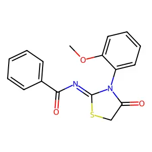 (Z)-N-(3-(2-methoxyphenyl)-4-oxothiazolidin-2-ylidene)benzamide structure
