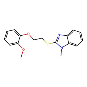 2-{[2-(2-methoxyphenoxy)ethyl]sulfanyl}-1-methyl-1H-benzimidazole structure