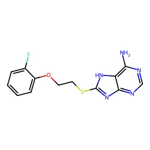 8-[2-(2-fluorophenoxy)ethylsulfanyl]-7H-purin-6-amine structure