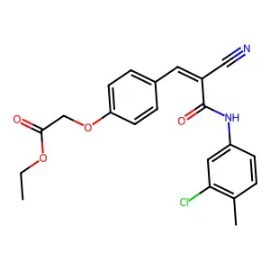 ethyl (4-{(1E)-3-[(3-chloro-4-methylphenyl)amino]-2-cyano-3-oxoprop-1-en-1-yl}phenoxy)acetate structure