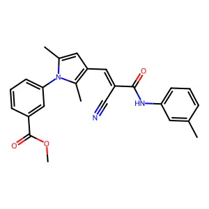 methyl 3-(3-{(1Z)-2-cyano-3-[(3-methylphenyl)amino]-3-oxoprop-1-en-1-yl}-2,5-dimethyl-1H-pyrrol-1-yl)benzoate structure