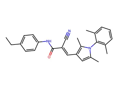 (E)-2-cyano-3-[1-(2,6-dimethylphenyl)-2,5-dimethylpyrrol-3-yl]-N-(4-ethylphenyl)prop-2-enamide structure