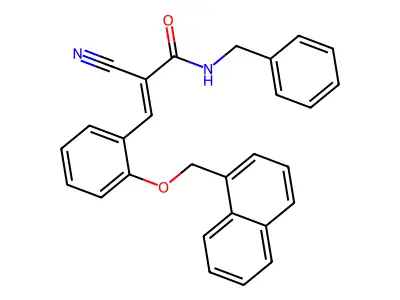 (E)-N-benzyl-2-cyano-3-[2-(naphthalen-1-ylmethoxy)phenyl]prop-2-enamide structure