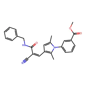 methyl 3-[3-[(Z)-3-(benzylamino)-2-cyano-3-oxoprop-1-enyl]-2,5-dimethylpyrrol-1-yl]benzoate structure