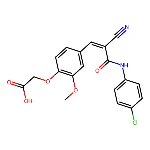 (4-{(1Z)-3-[(4-chlorophenyl)amino]-2-cyano-3-oxoprop-1-en-1-yl}-2-methoxyphenoxy)acetic acid structure