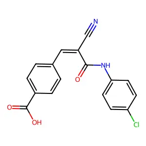 4-{(1Z)-3-[(4-chlorophenyl)amino]-2-cyano-3-oxoprop-1-en-1-yl}benzoic acid structure