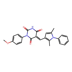 (5Z)-5-[(2,5-dimethyl-1-phenyl-1H-pyrrol-3-yl)methylidene]-1-(4-methoxyphenyl)pyrimidine-2,4,6(1H,3H,5H)-trione structure