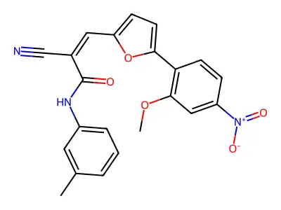 (2Z)-2-cyano-3-[5-(2-methoxy-4-nitrophenyl)furan-2-yl]-N-(3-methylphenyl)prop-2-enamide structure