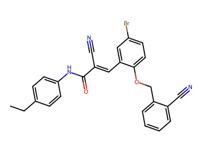 (E)-3-[5-bromo-2-[(2-cyanophenyl)methoxy]phenyl]-2-cyano-N-(4-ethylphenyl)prop-2-enamide structure