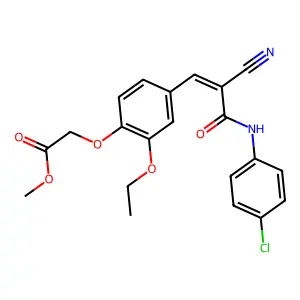 methyl (4-{(1Z)-3-[(4-chlorophenyl)amino]-2-cyano-3-oxoprop-1-en-1-yl}-2-ethoxyphenoxy)acetate structure