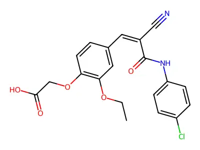 (4-{(1Z)-3-[(4-chlorophenyl)amino]-2-cyano-3-oxoprop-1-en-1-yl}-2-ethoxyphenoxy)acetic acid structure
