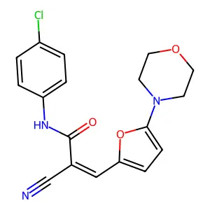 (E)-N-(4-chlorophenyl)-2-cyano-3-(5-morpholin-4-ylfuran-2-yl)prop-2-enamide structure