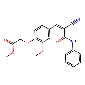 methyl {4-[(1Z)-2-cyano-3-oxo-3-(phenylamino)prop-1-en-1-yl]-2-methoxyphenoxy}acetate structure