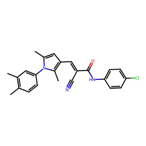 (2Z)-N-(4-chlorophenyl)-2-cyano-3-[1-(3,4-dimethylphenyl)-2,5-dimethyl-1H-pyrrol-3-yl]prop-2-enamide structure