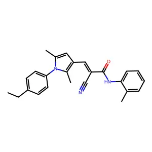 (Z)-2-cyano-3-[1-(4-ethylphenyl)-2,5-dimethylpyrrol-3-yl]-N-(2-methylphenyl)prop-2-enamide structure