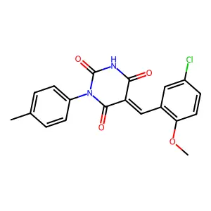 (5E)-5-(5-chloro-2-methoxybenzylidene)-1-(4-methylphenyl)pyrimidine-2,4,6(1H,3H,5H)-trione structure