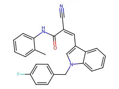 (2Z)-2-cyano-3-[1-(4-fluorobenzyl)-1H-indol-3-yl]-N-(2-methylphenyl)prop-2-enamide structure
