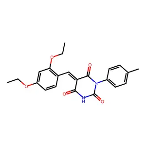 (5E)-5-(2,4-diethoxybenzylidene)-1-(4-methylphenyl)pyrimidine-2,4,6(1H,3H,5H)-trione structure