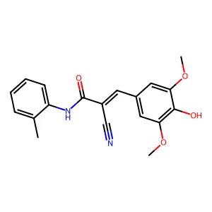 (Z)-2-cyano-3-(4-hydroxy-3,5-dimethoxyphenyl)-N-(2-methylphenyl)prop-2-enamide structure