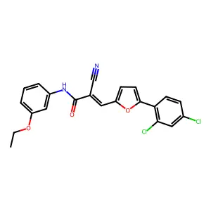 (2E)-2-cyano-3-[5-(2,4-dichlorophenyl)furan-2-yl]-N-(3-ethoxyphenyl)prop-2-enamide structure