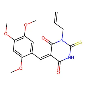 (5Z)-1-(prop-2-en-1-yl)-2-thioxo-5-(2,4,5-trimethoxybenzylidene)dihydropyrimidine-4,6(1H,5H)-dione structure