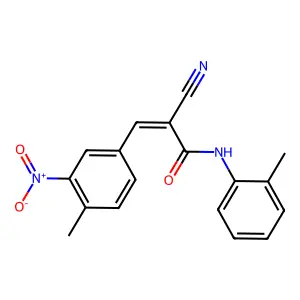 (Z)-2-cyano-3-(4-methyl-3-nitrophenyl)-N-(2-methylphenyl)prop-2-enamide structure