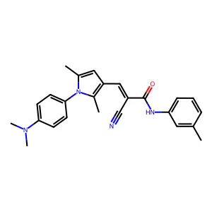 (2Z)-2-cyano-3-{1-[4-(dimethylamino)phenyl]-2,5-dimethyl-1H-pyrrol-3-yl}-N-(3-methylphenyl)prop-2-enamide structure