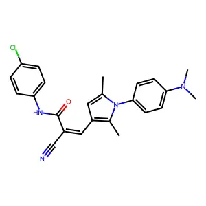 (2Z)-N-(4-chlorophenyl)-2-cyano-3-{1-[4-(dimethylamino)phenyl]-2,5-dimethyl-1H-pyrrol-3-yl}prop-2-enamide structure