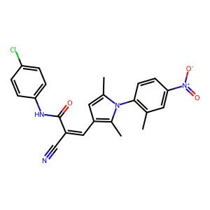 (2Z)-N-(4-chlorophenyl)-2-cyano-3-[2,5-dimethyl-1-(2-methyl-4-nitrophenyl)-1H-pyrrol-3-yl]prop-2-enamide structure