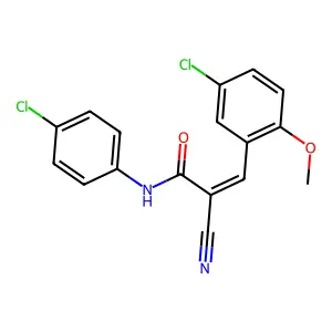 (Z)-3-(5-chloro-2-methoxyphenyl)-N-(4-chlorophenyl)-2-cyanoprop-2-enamide structure