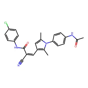(Z)-3-[1-(4-acetamidophenyl)-2,5-dimethylpyrrol-3-yl]-N-(4-chlorophenyl)-2-cyanoprop-2-enamide structure