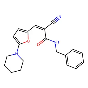 (Z)-N-benzyl-2-cyano-3-(5-piperidin-1-ylfuran-2-yl)prop-2-enamide structure