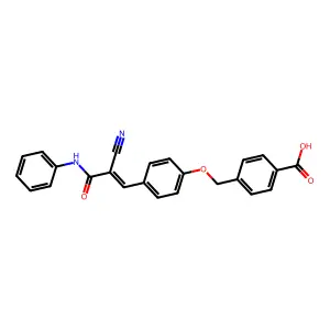 4-[[4-[(E)-3-anilino-2-cyano-3-oxoprop-1-enyl]phenoxy]methyl]benzoic acid structure