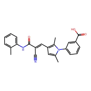 (Z)-3-(3-(2-cyano-3-oxo-3-(o-tolylamino)prop-1-en-1-yl)-2,5-dimethyl-1H-pyrrol-1-yl)benzoic acid structure