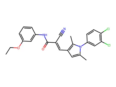 (2E)-2-cyano-3-[1-(3,4-dichlorophenyl)-2,5-dimethyl-1H-pyrrol-3-yl]-N-(3-ethoxyphenyl)prop-2-enamide structure