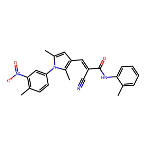 (2Z)-2-cyano-3-[2,5-dimethyl-1-(4-methyl-3-nitrophenyl)-1H-pyrrol-3-yl]-N-(2-methylphenyl)prop-2-enamide structure