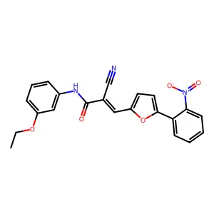 (E)-2-cyano-N-(3-ethoxyphenyl)-3-[5-(2-nitrophenyl)furan-2-yl]prop-2-enamide structure