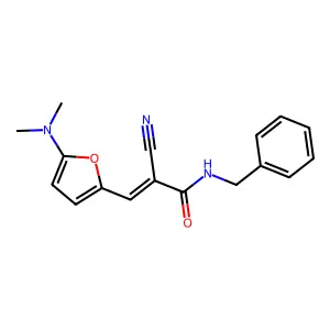 N-benzyl-2-cyano-3-[5-(dimethylamino)furan-2-yl]prop-2-enamide structure