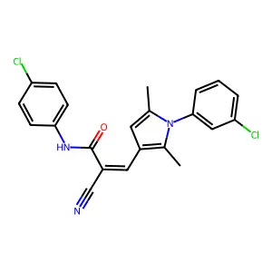 (2Z)-N-(4-chlorophenyl)-3-[1-(3-chlorophenyl)-2,5-dimethyl-1H-pyrrol-3-yl]-2-cyanoprop-2-enamide structure
